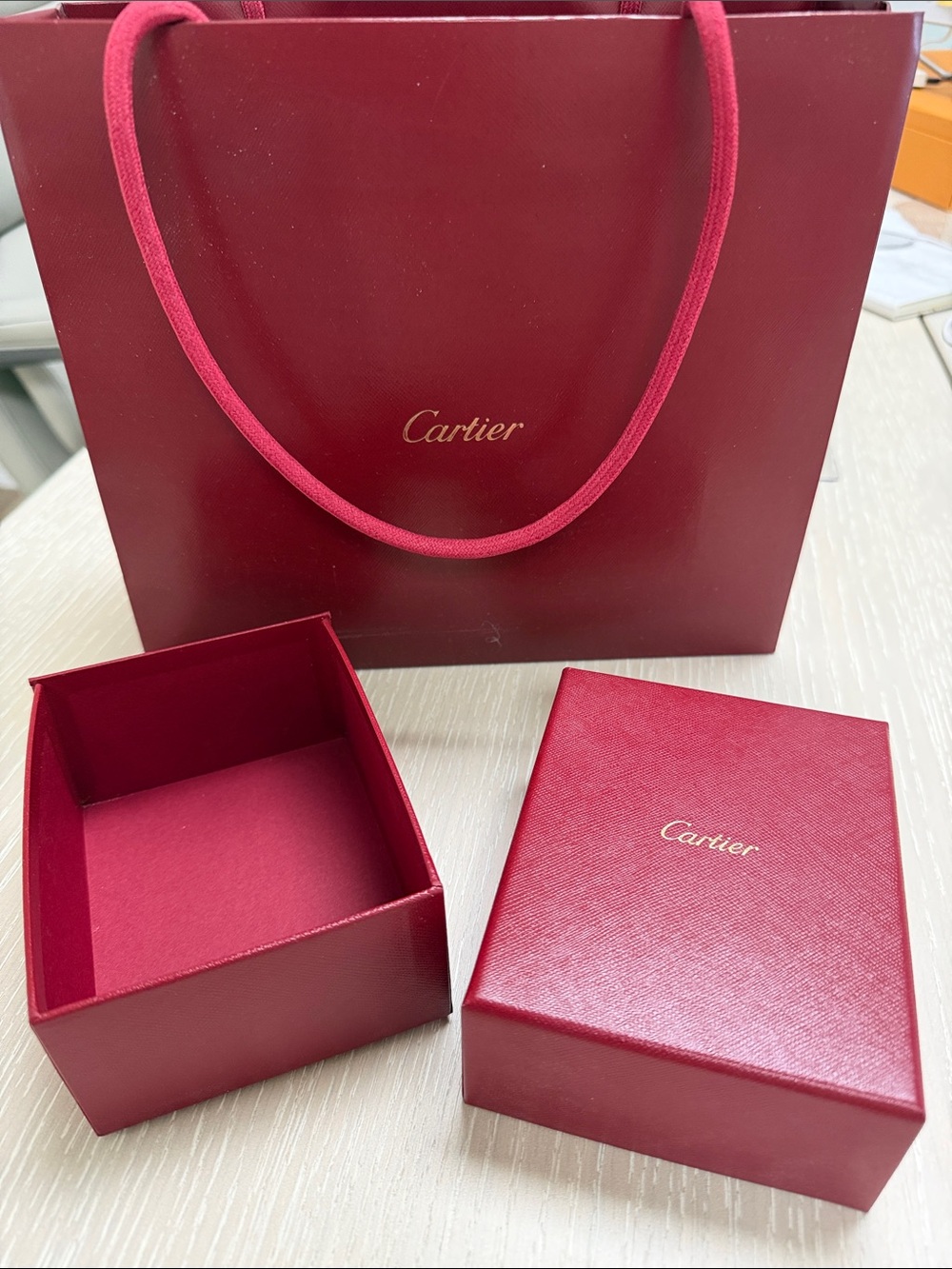 Cartier Burgundy and Gold Jewelry Gift Set